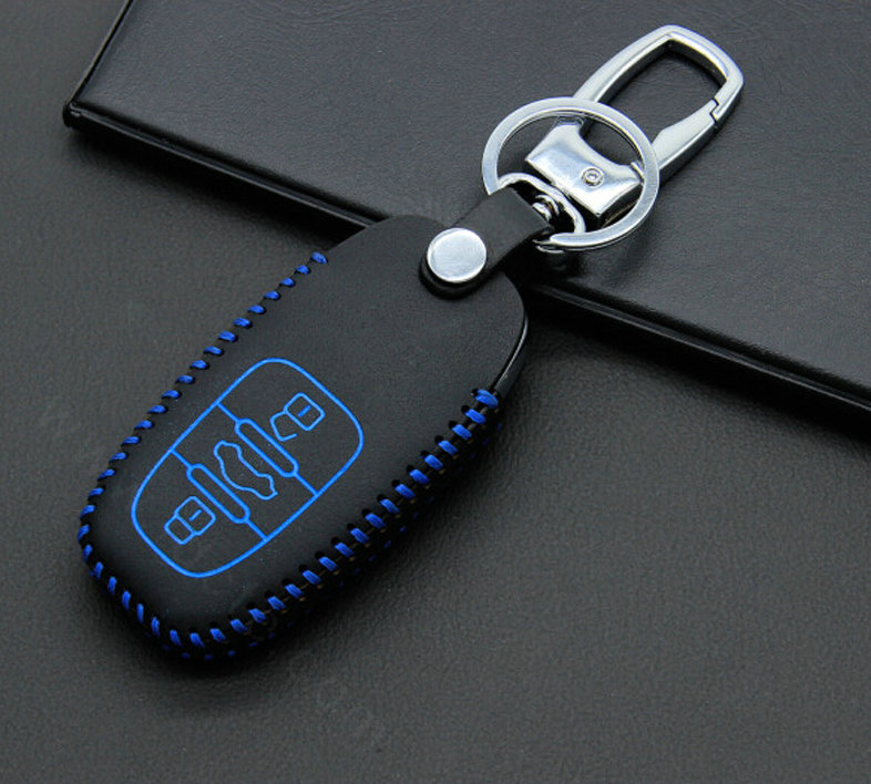 Cheap Genuine Leather Key Ring Auto Key Bags Smart for Audi A8 - Blue